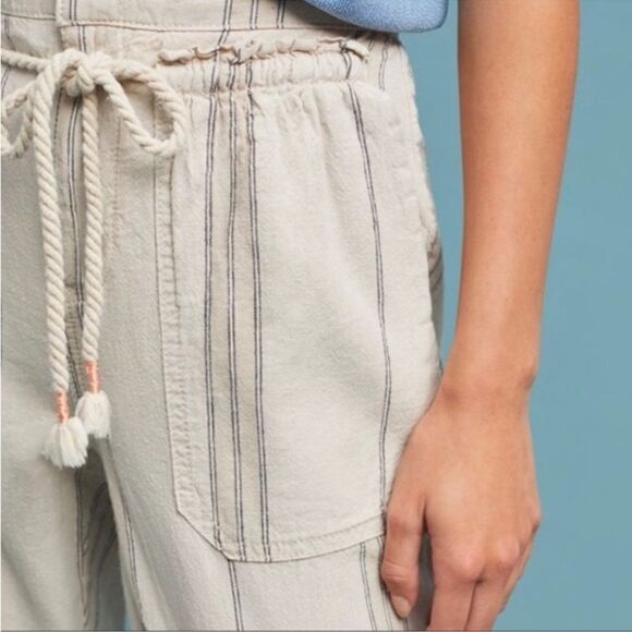 ANTHROPOLOGIE Beachy Linen Seashore Striped Pants S - Picture 5 of 8